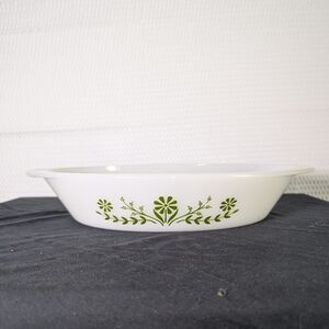 1970’s Glasbake USA Serving Dish. Oval Divided Milk Glass Dish with Oliv…